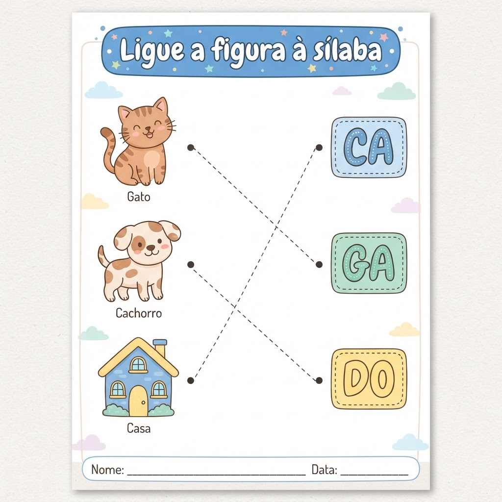 Exemplo de página de atividade de alfabetização 3