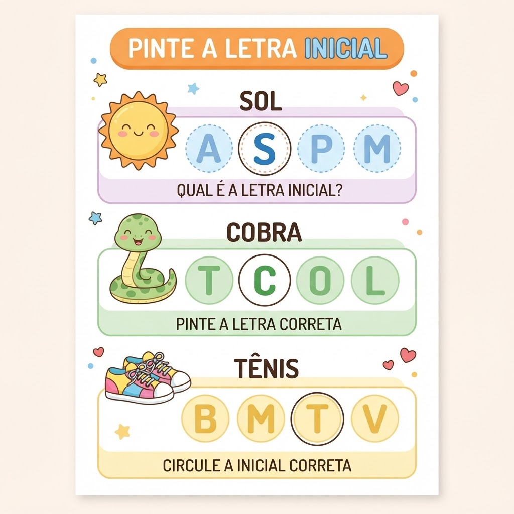 Exemplo de página de atividade de alfabetização 10